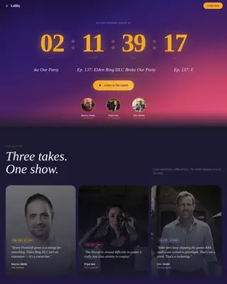 Premium Gaming Podcast Landing Page Template