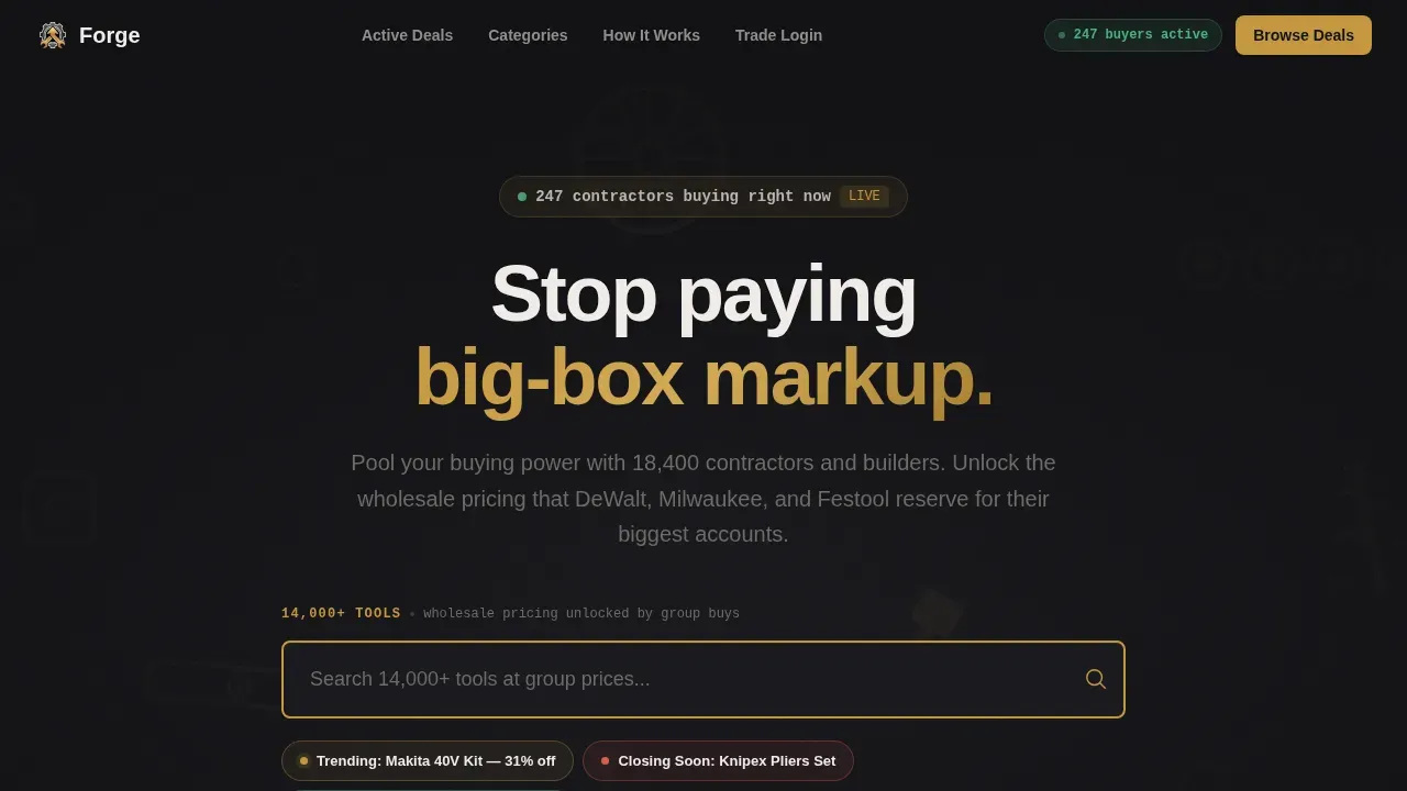 Bulk Hardware Marketplace Landing Page Template