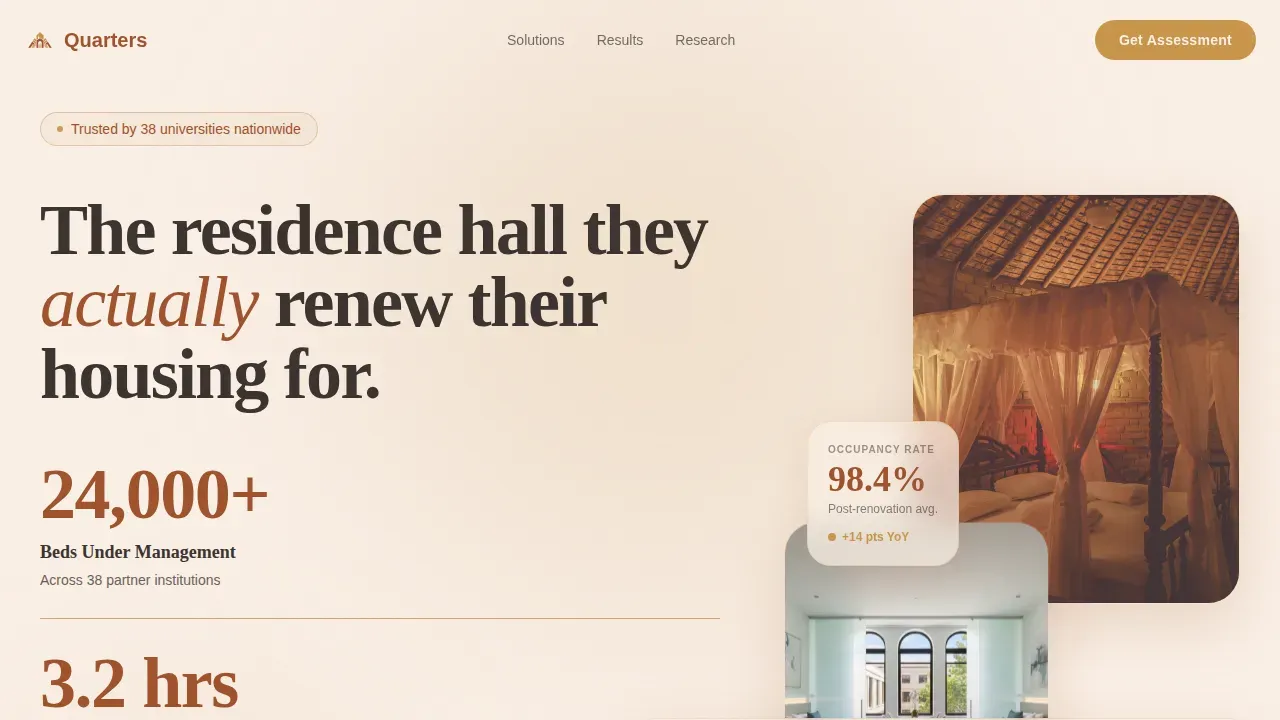 Smart Dorm Management Landing Page Template