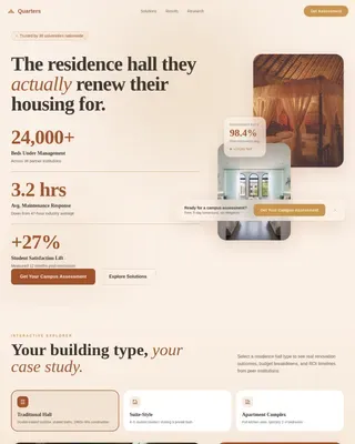 Smart Dorm Management Landing Page Template
