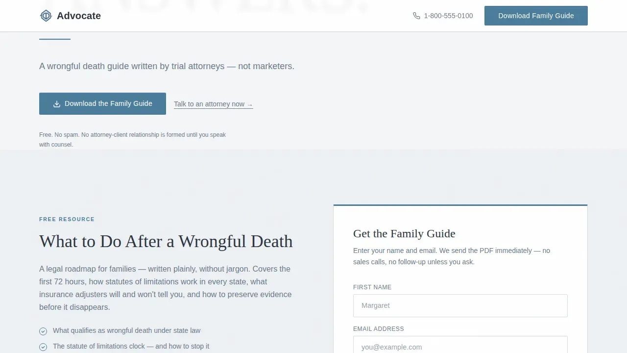 Personal Injury Counsel Landing Page Template