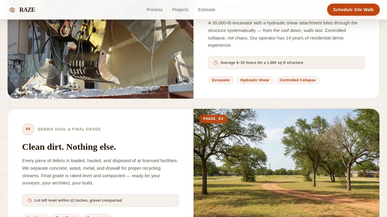 Demolition & Site Work Booking Website Template