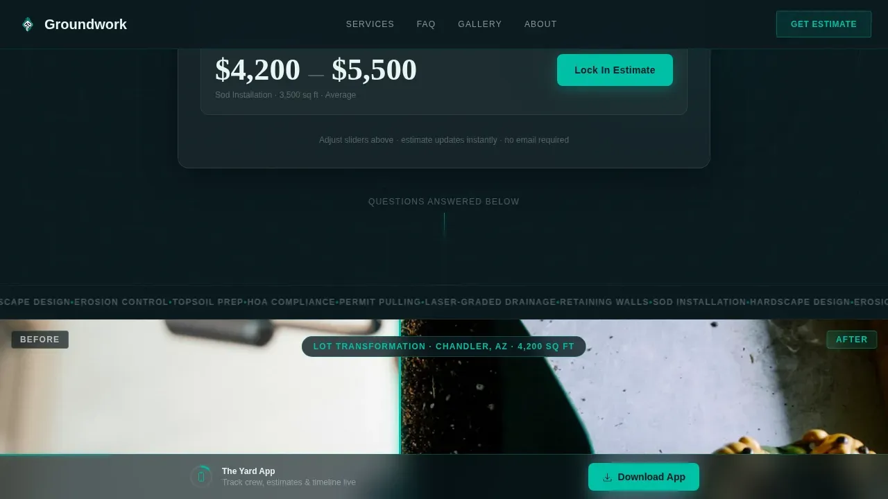 Landscaping App Yard Estimator Website Template