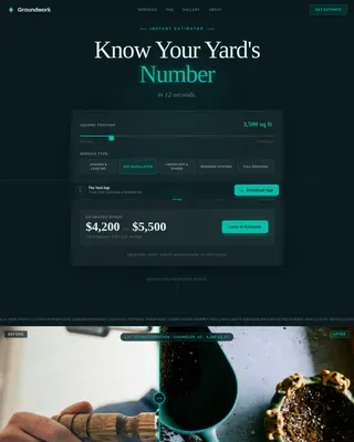 Landscaping App Yard Estimator Website Template