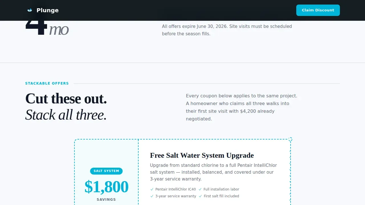 Affordable Pool Installation Landing Page Template