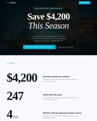 Affordable Pool Installation Landing Page Template