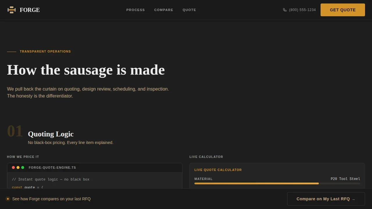 Precision Prototype Tooling Landing Page Template