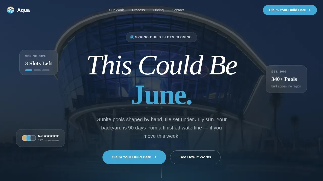 Seasonal Pool Construction Landing Page Template