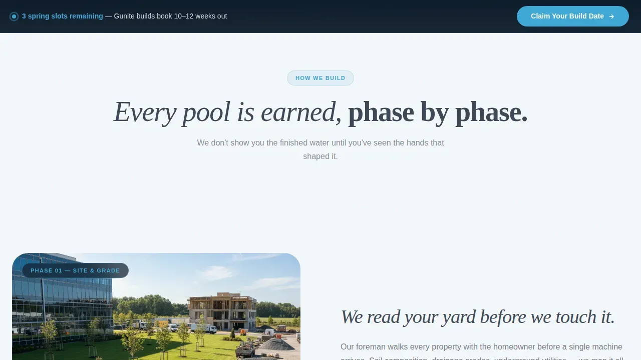 Seasonal Pool Construction Landing Page Template