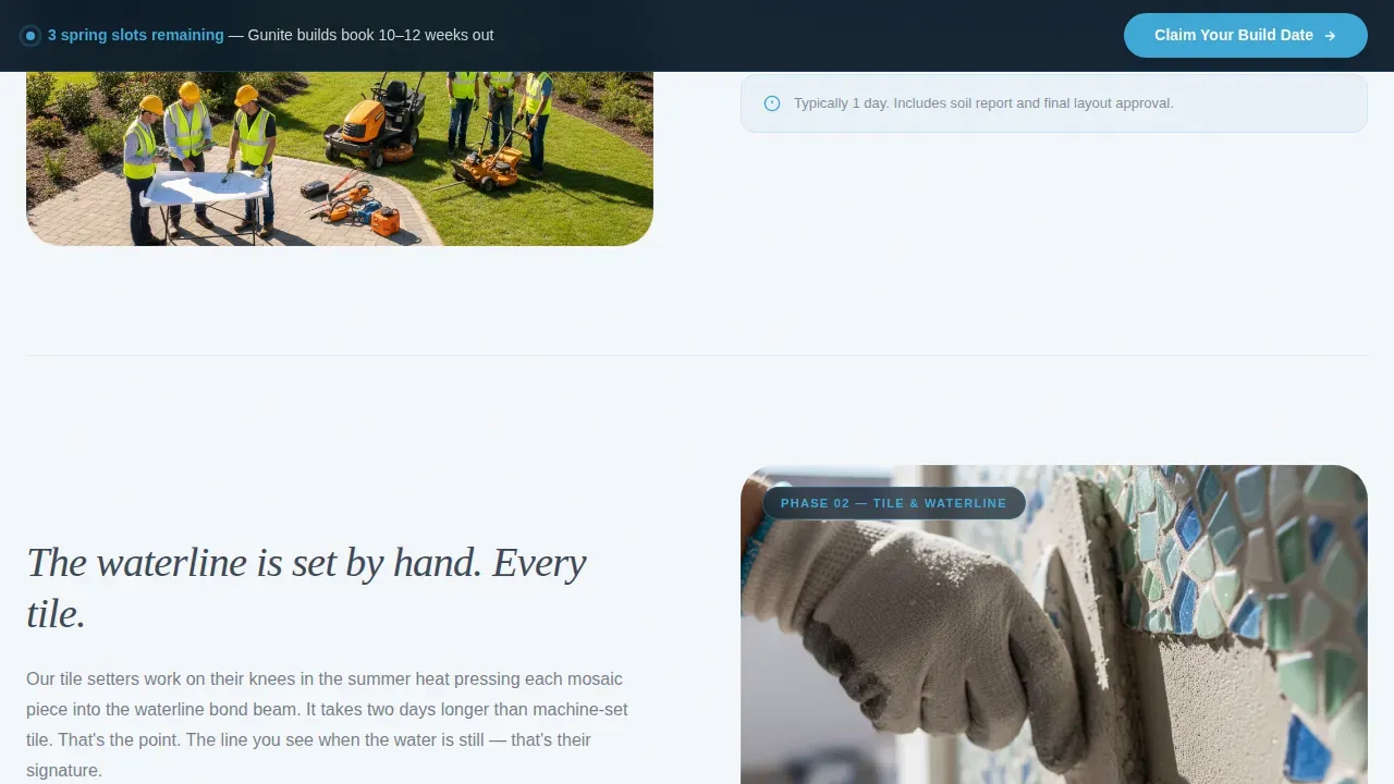 Seasonal Pool Construction Landing Page Template