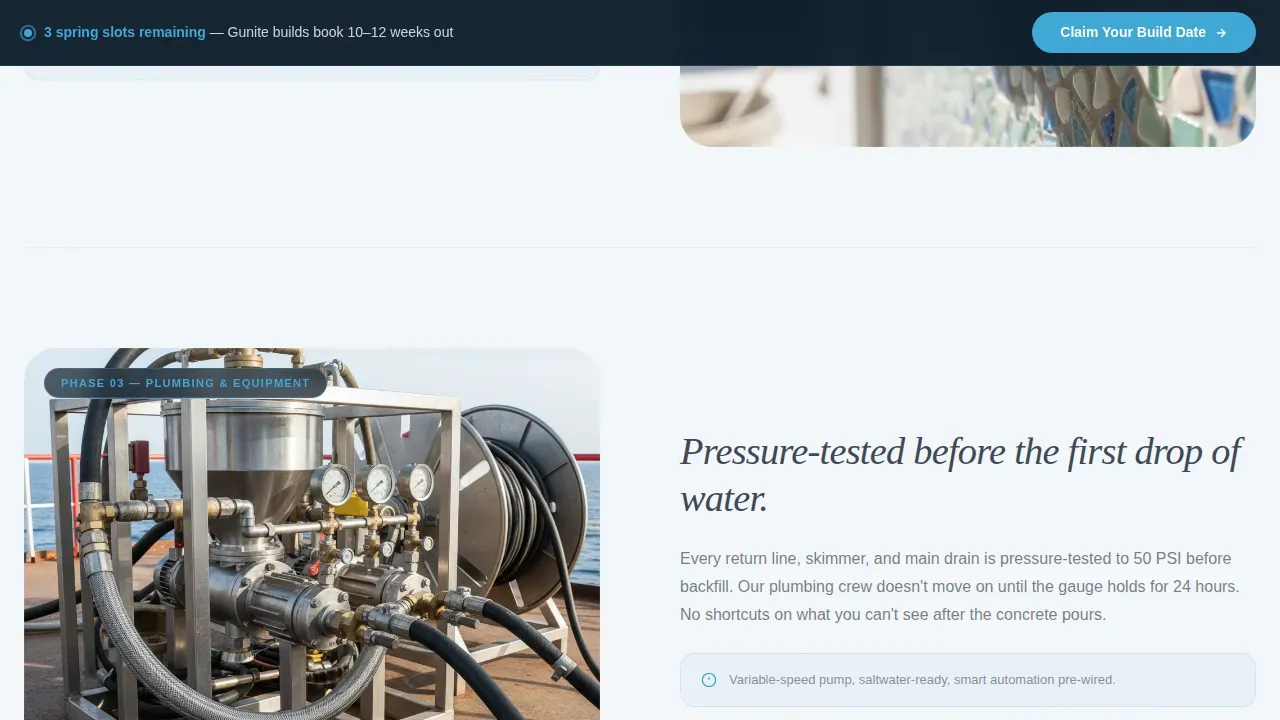 Seasonal Pool Construction Landing Page Template