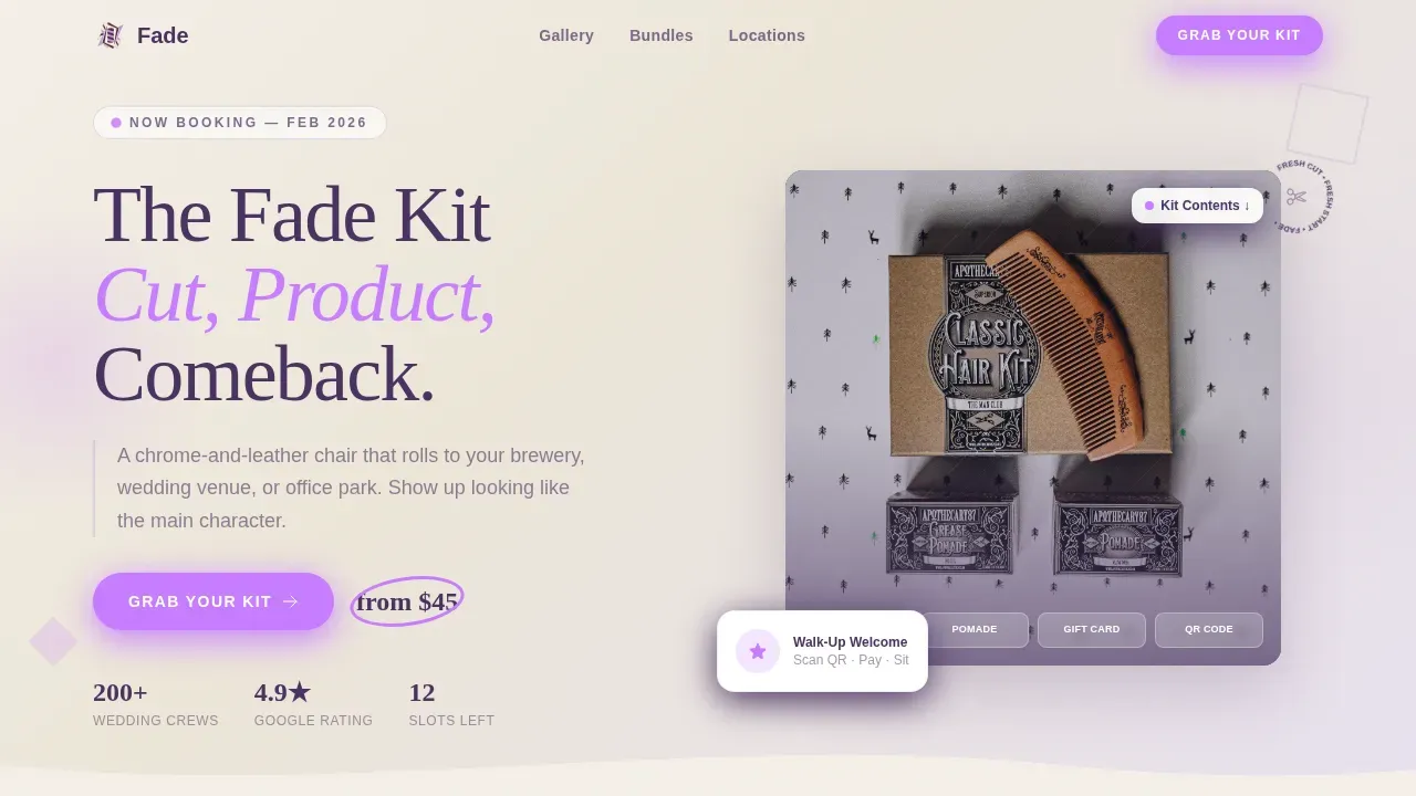 Expert Barbershop Booking Landing Page Template