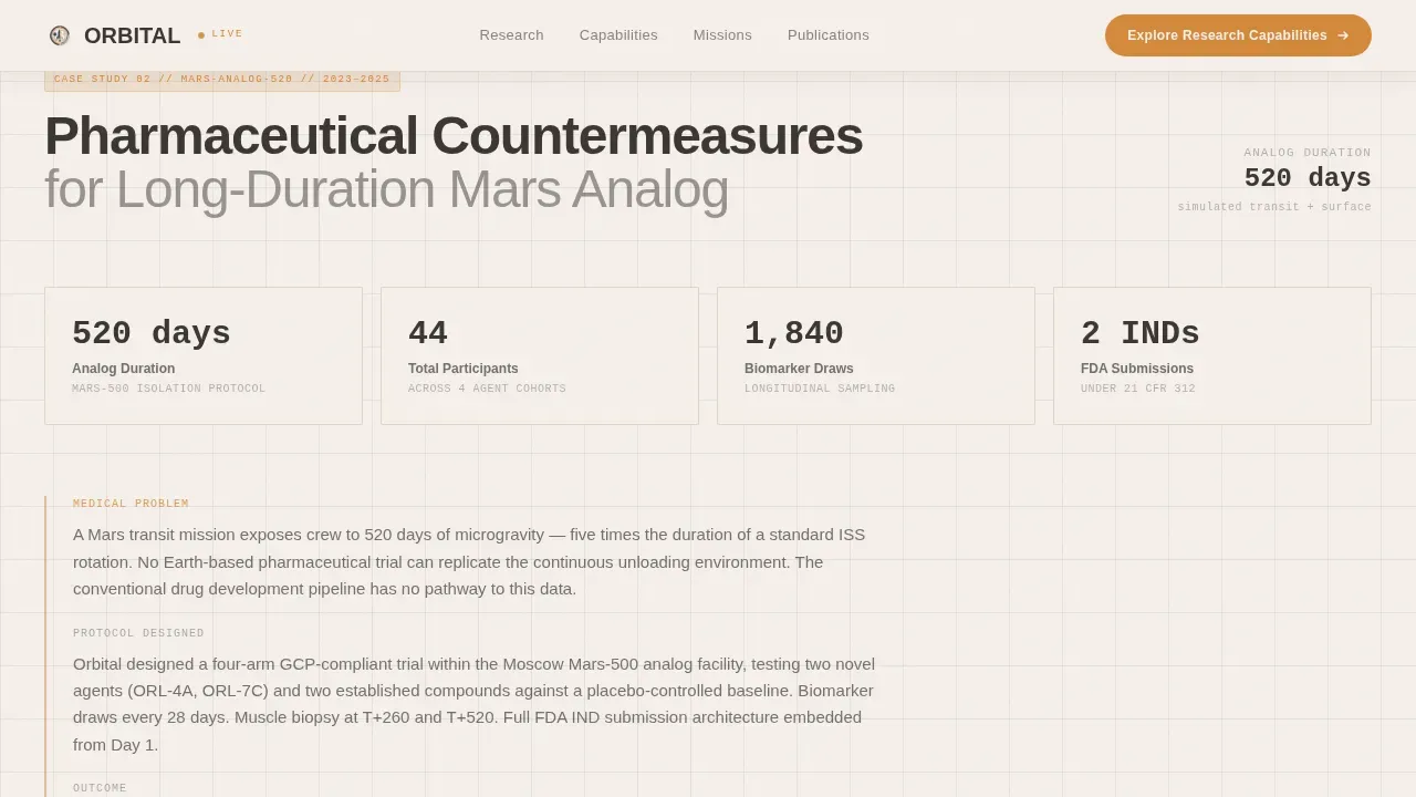 Advanced Space Medicine Landing Page Template