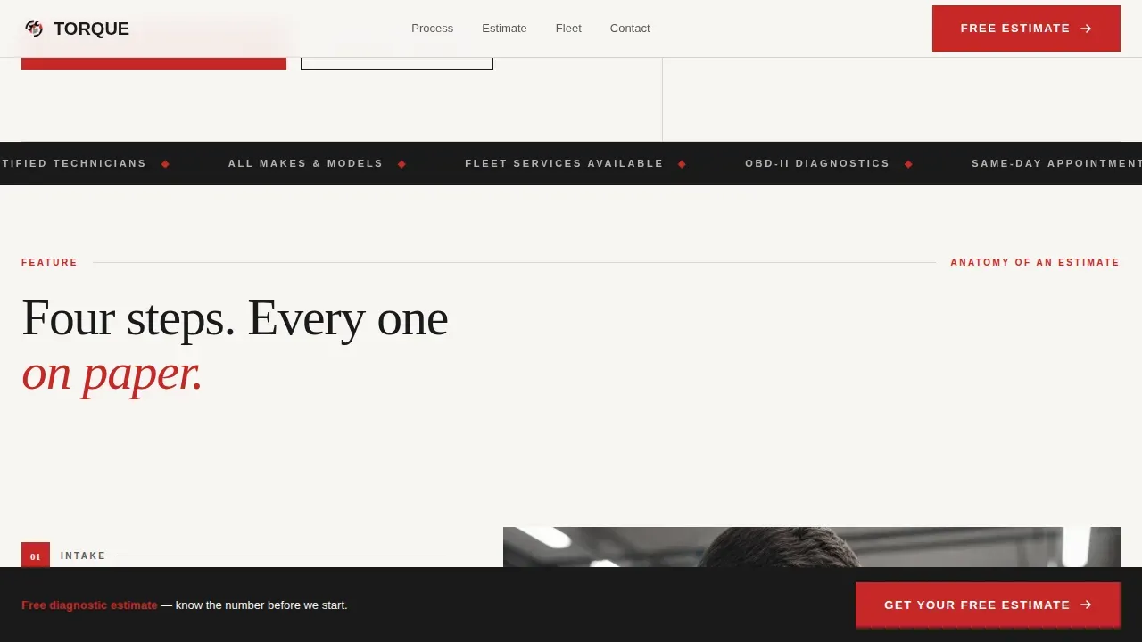 Honest Mechanic Estimates Landing Page Template