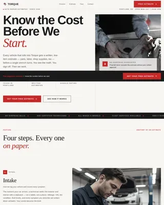 Honest Mechanic Estimates Landing Page Template