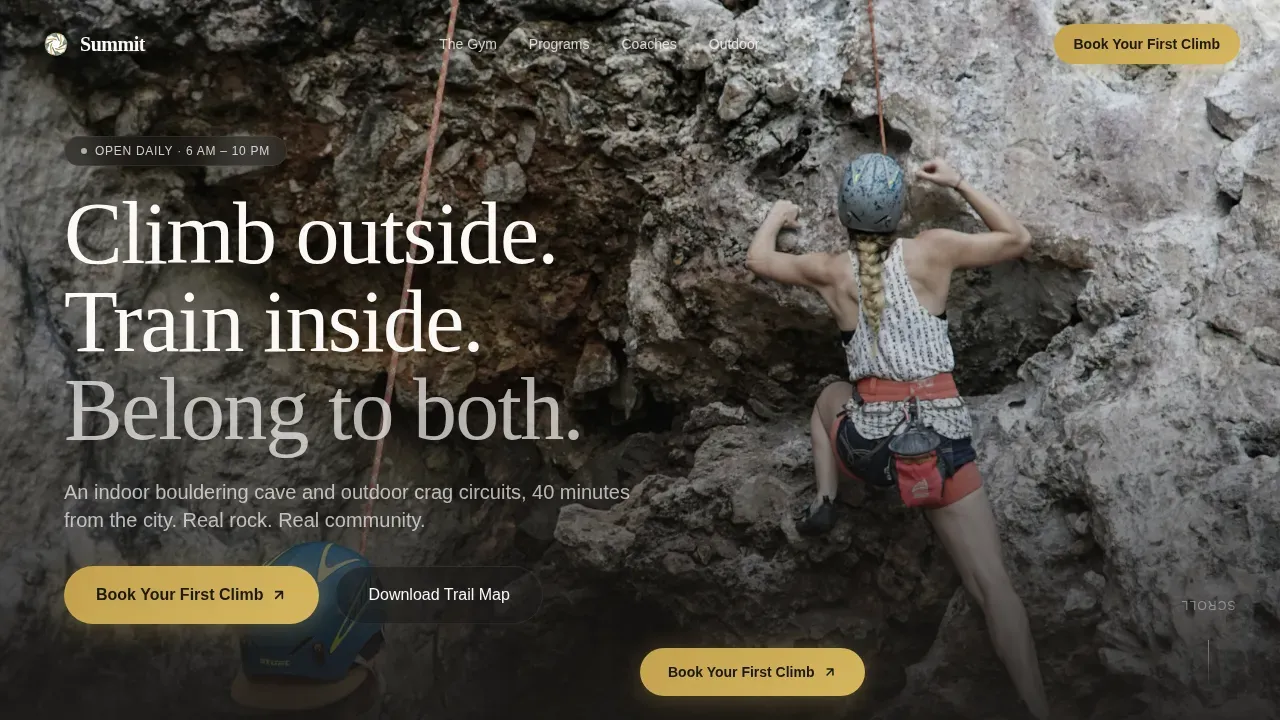 Adventure Climbing Experience Landing Page Template