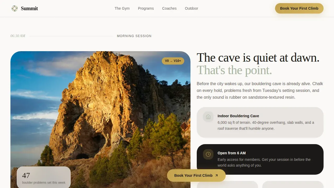 Adventure Climbing Experience Landing Page Template