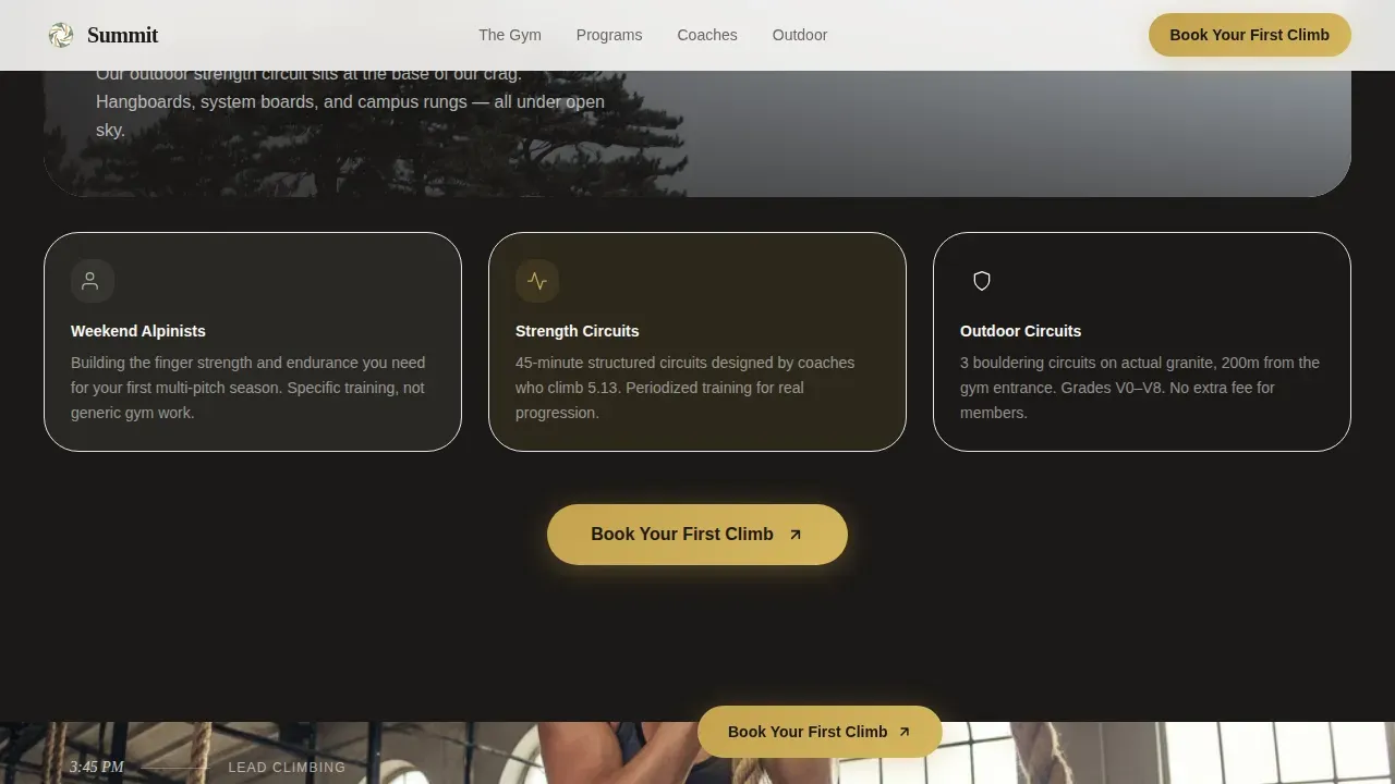 Adventure Climbing Experience Landing Page Template