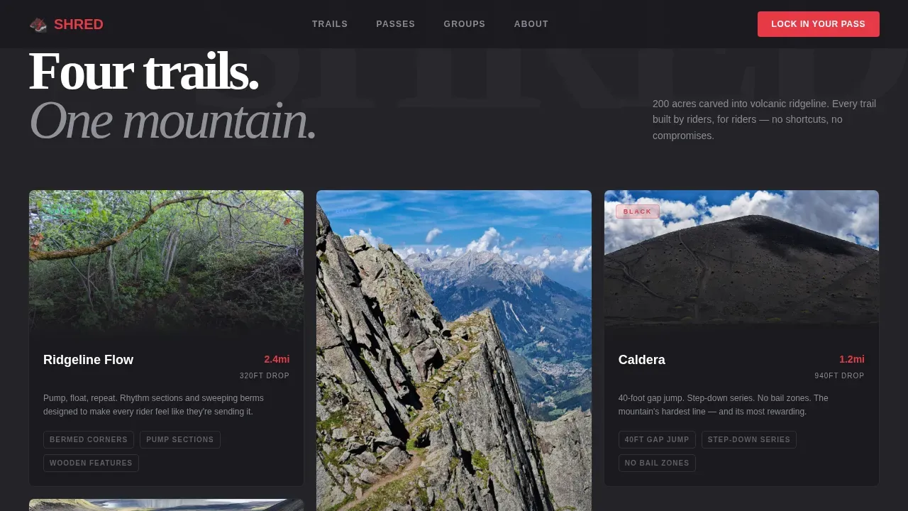 Adrenaline Mountain Biking Landing Page Template