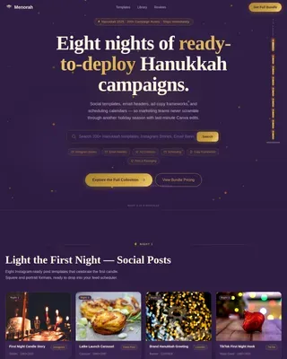 Seasonal Hanukkah Campaigns Landing Page Template