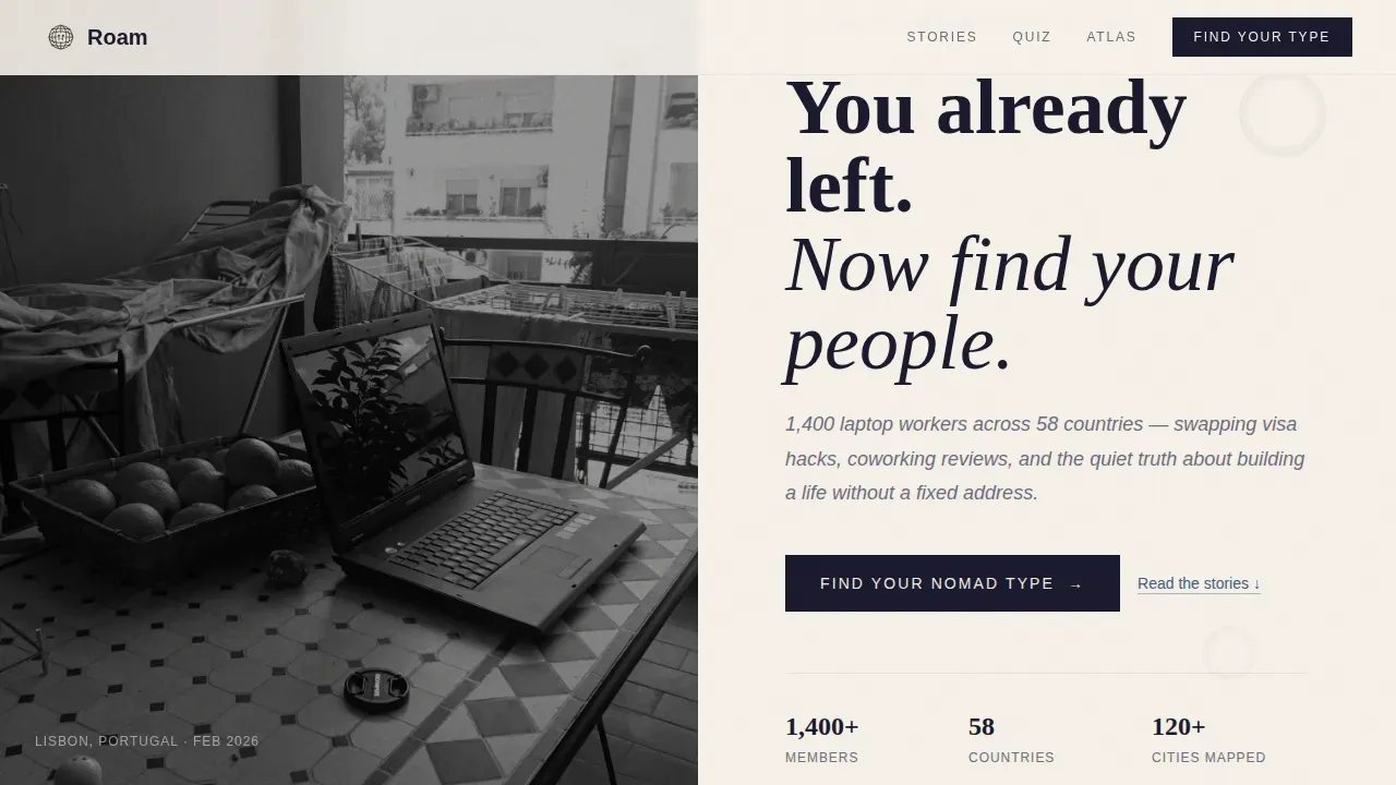 Nomadic Lifestyle Guide Landing Page Template