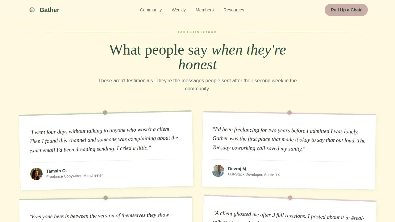 Freelancers Community Reviews & Social Proof Website Template