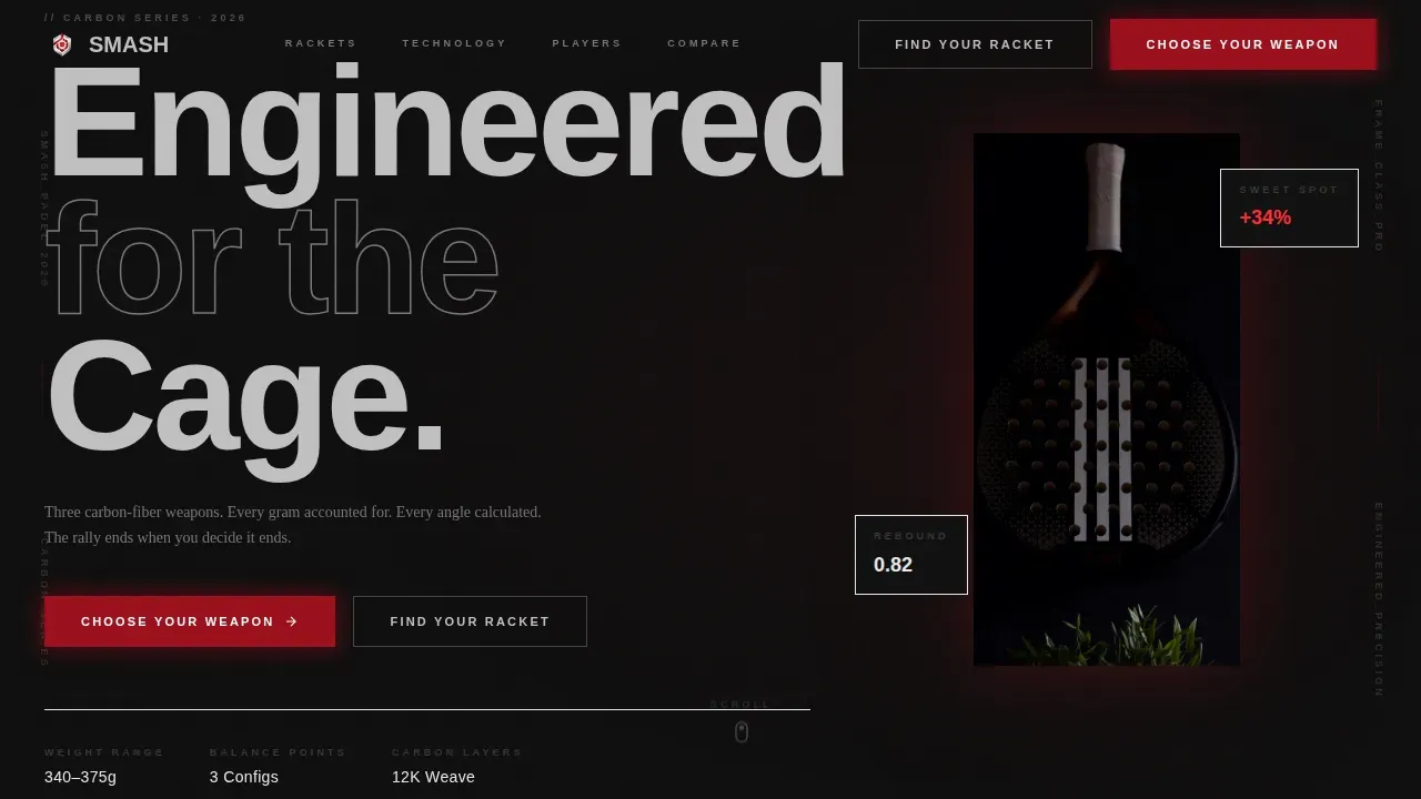 Premium Padel Equipment Landing Page Template
