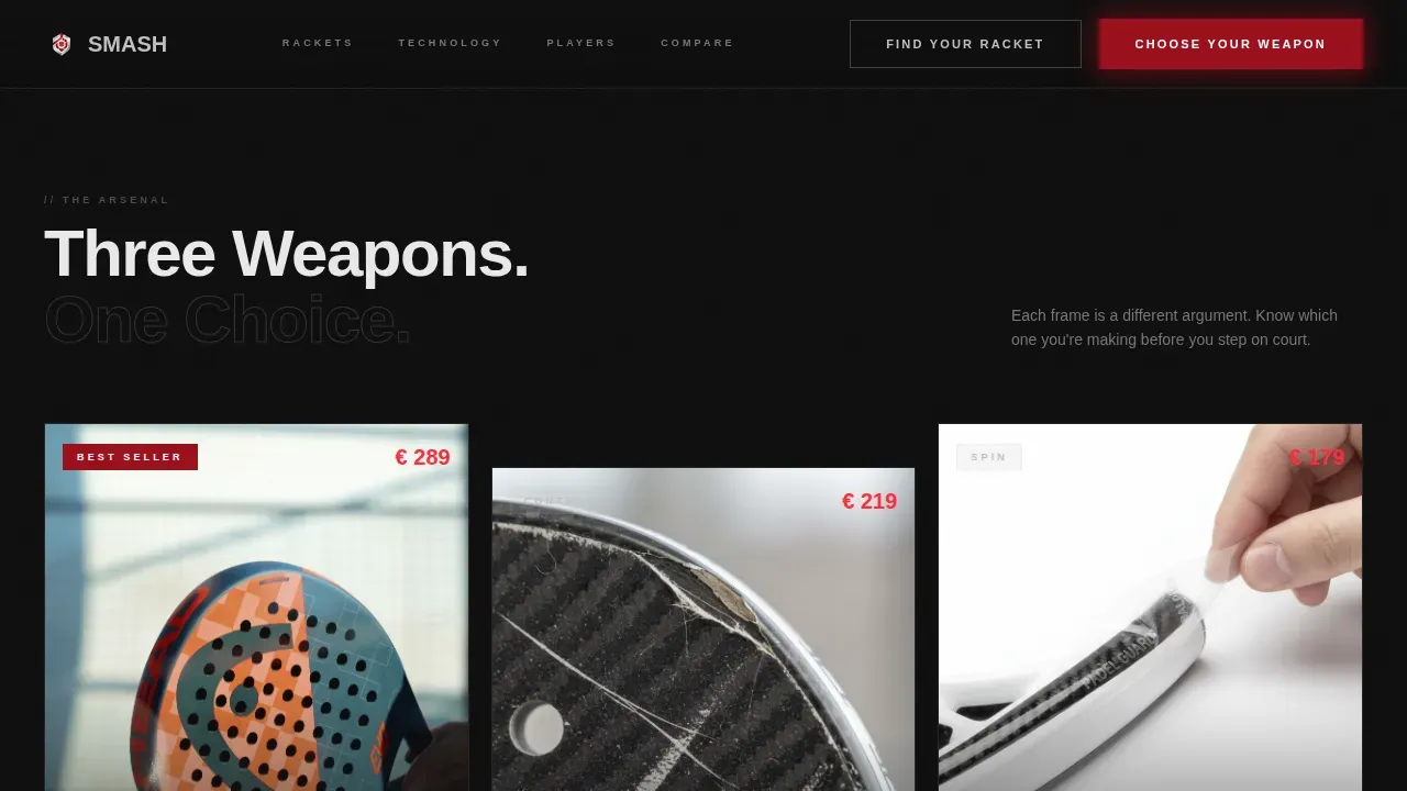 Premium Padel Equipment Landing Page Template