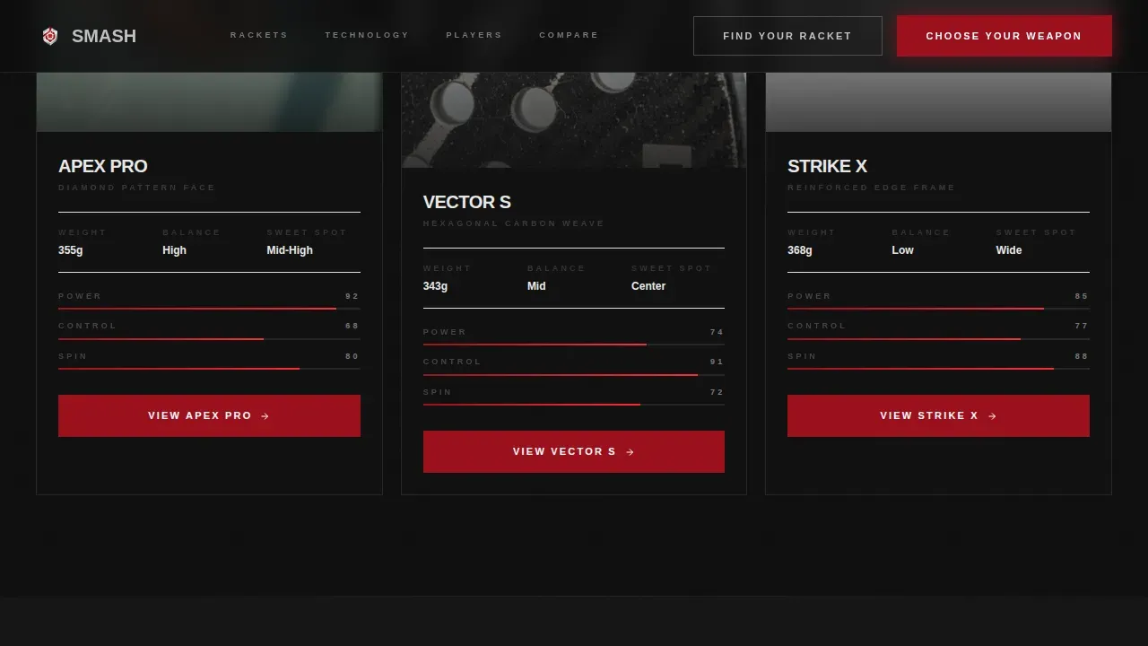 Premium Padel Equipment Landing Page Template