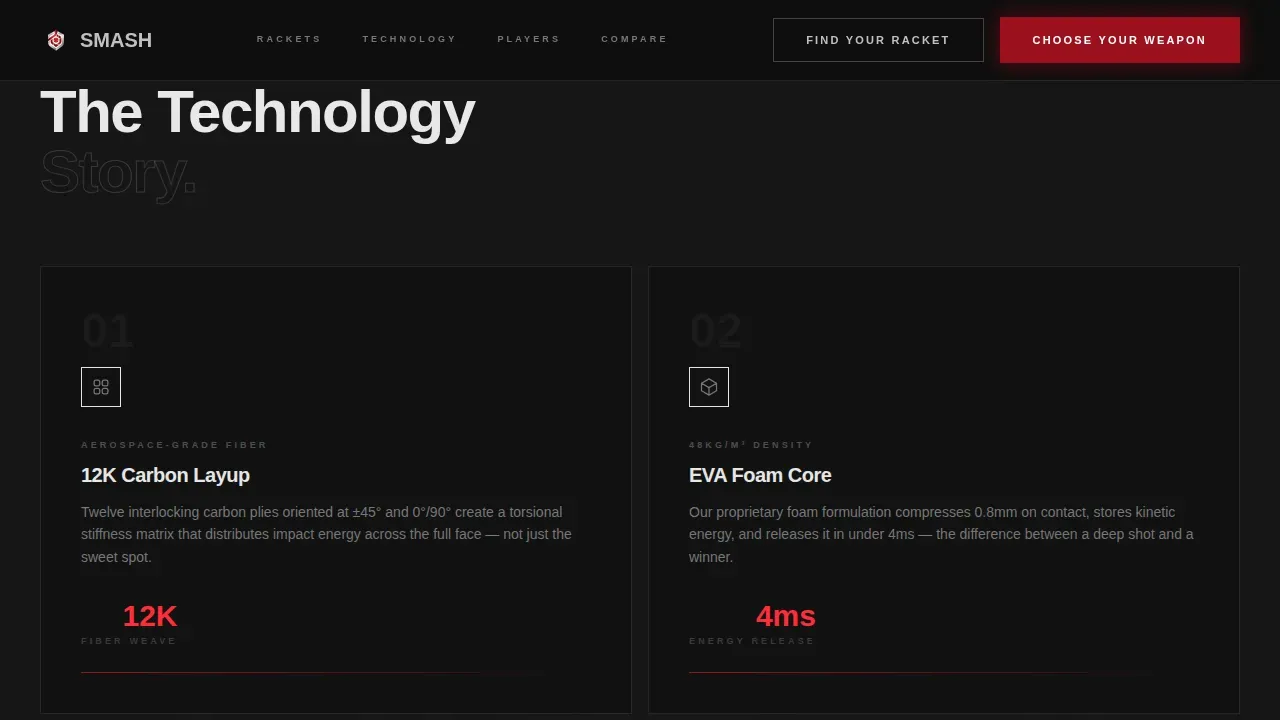 Premium Padel Equipment Landing Page Template