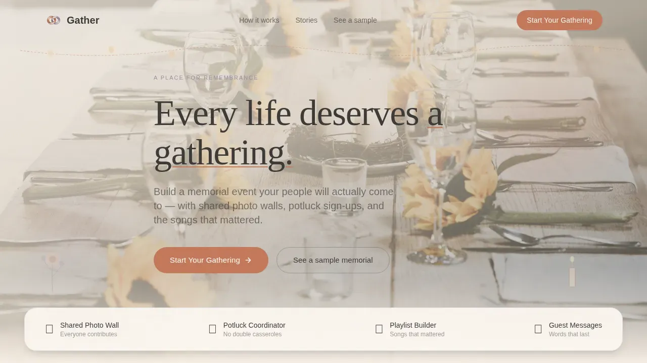 Dignified Memorial Booking Landing Page Template