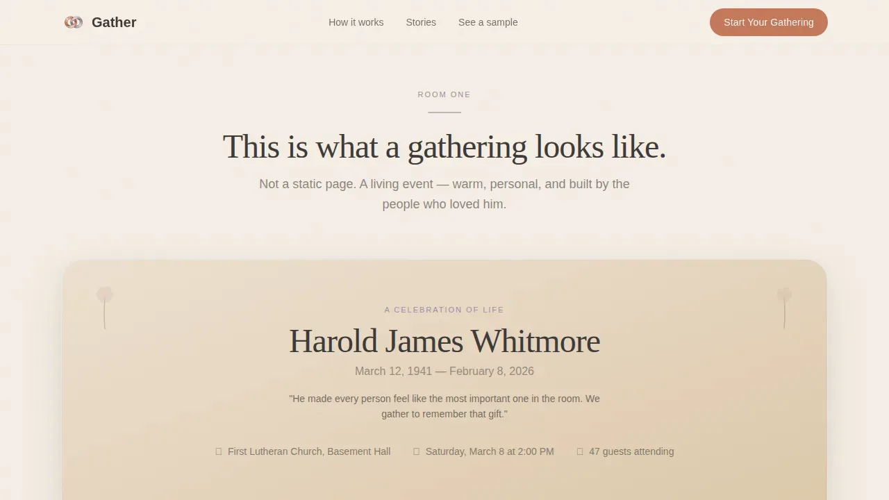 Dignified Memorial Booking Landing Page Template