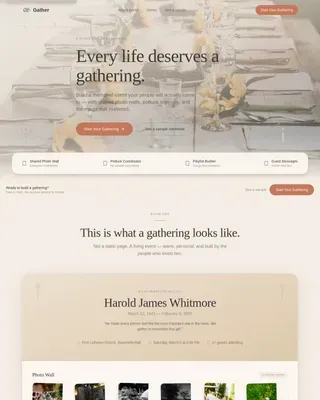 Dignified Memorial Booking Landing Page Template