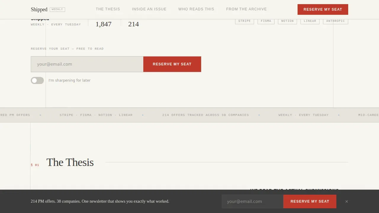 Editorial PM Interview Newsletter Landing Page Template