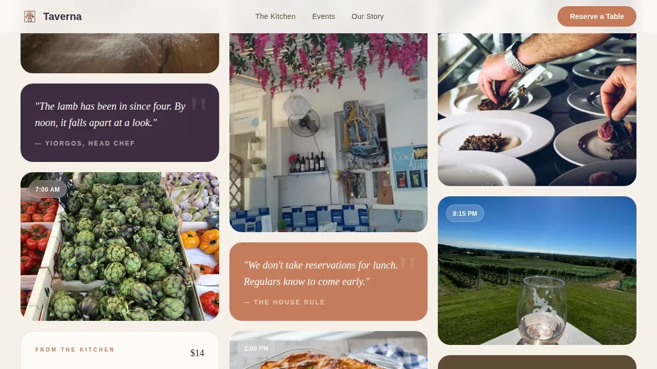 Rustic Mediterranean Dining Landing Page Template