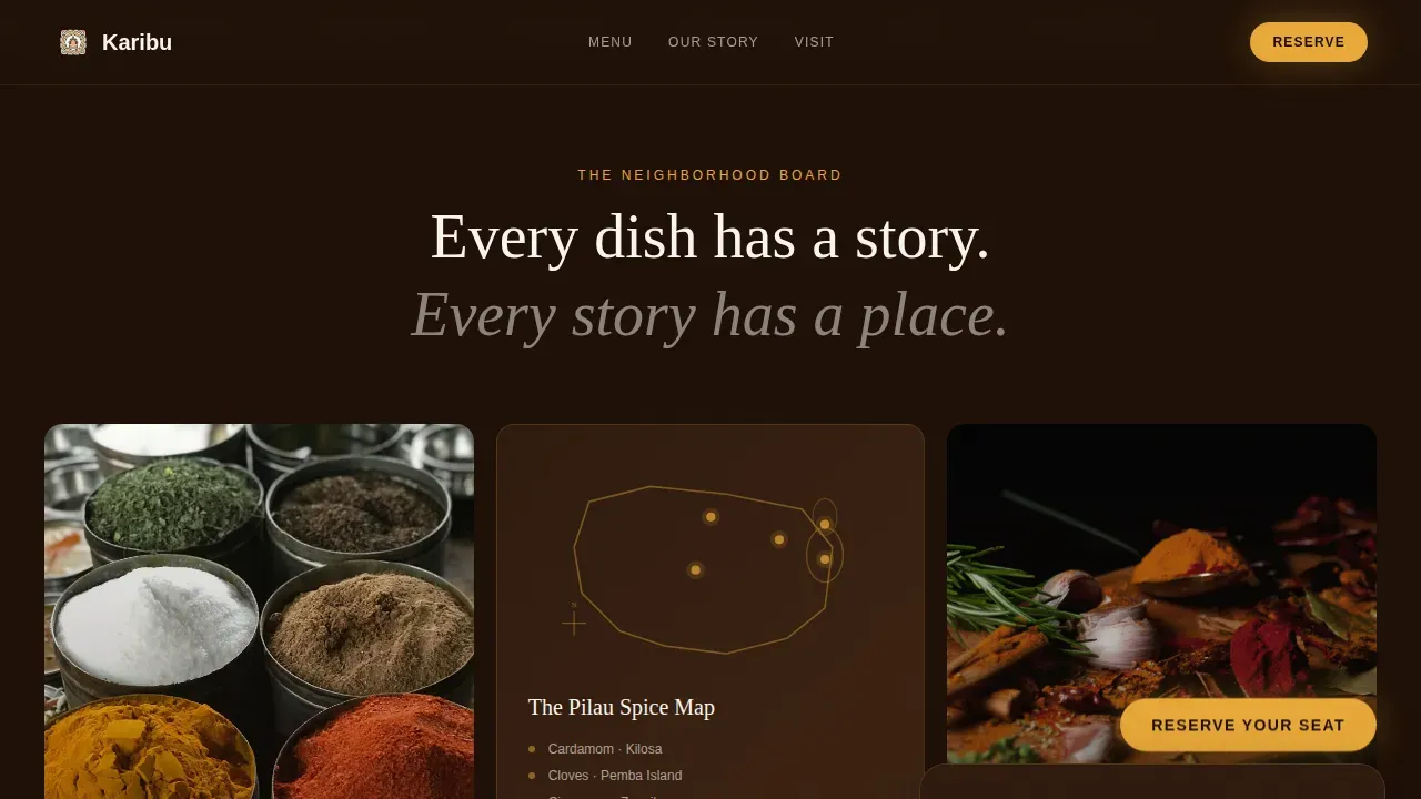 Refined East African Cuisine Landing Page Template