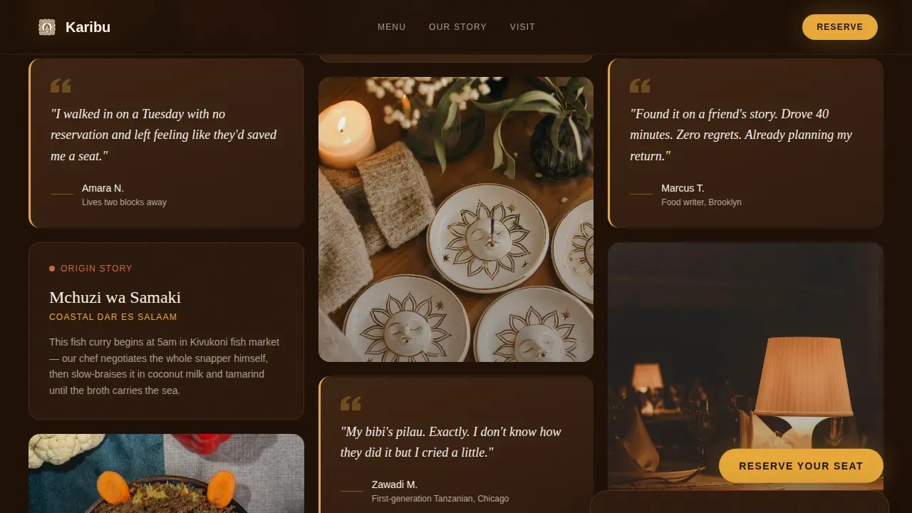 Refined East African Cuisine Landing Page Template