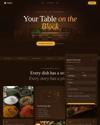 Refined East African Cuisine Landing Page Template
