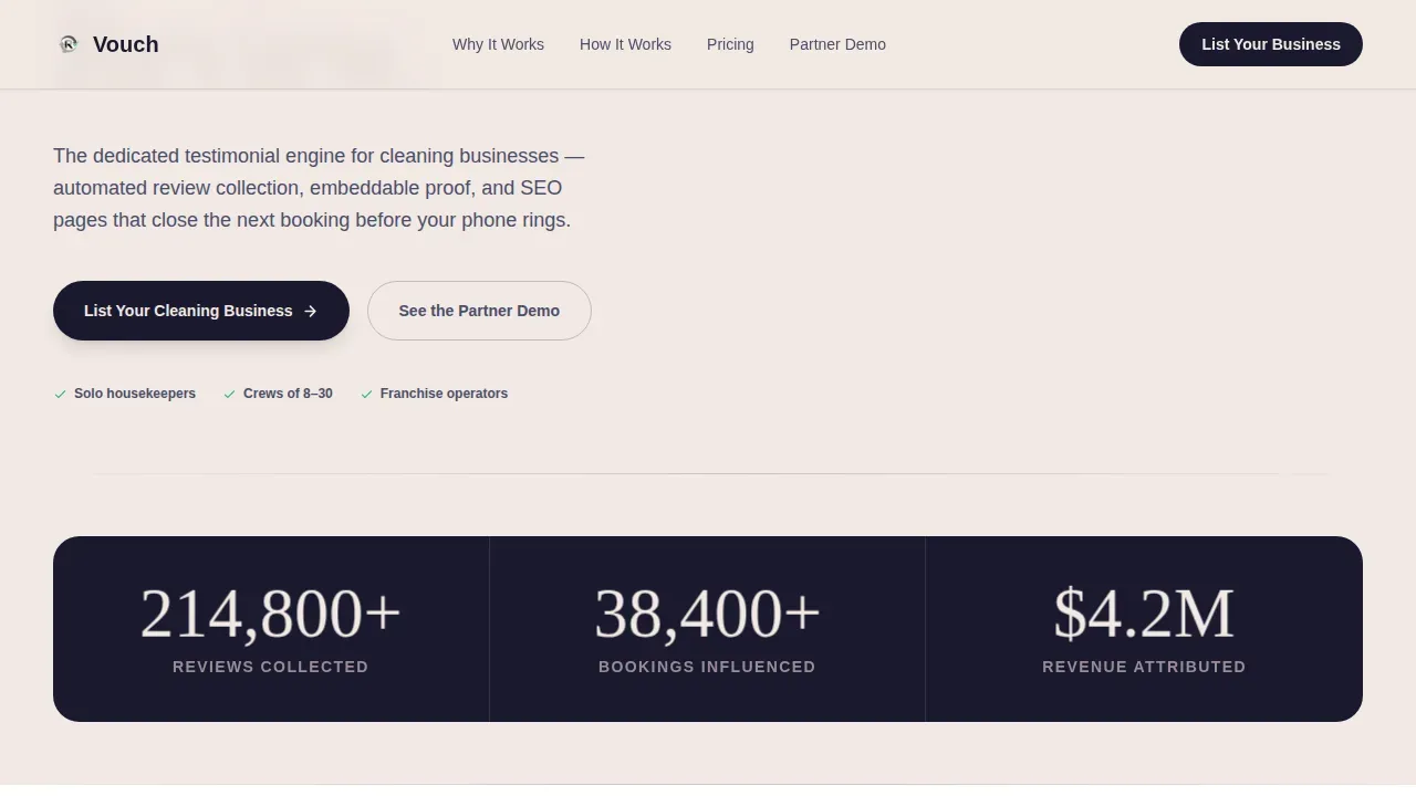 Verified Housekeeper Testimonials Landing Page Template