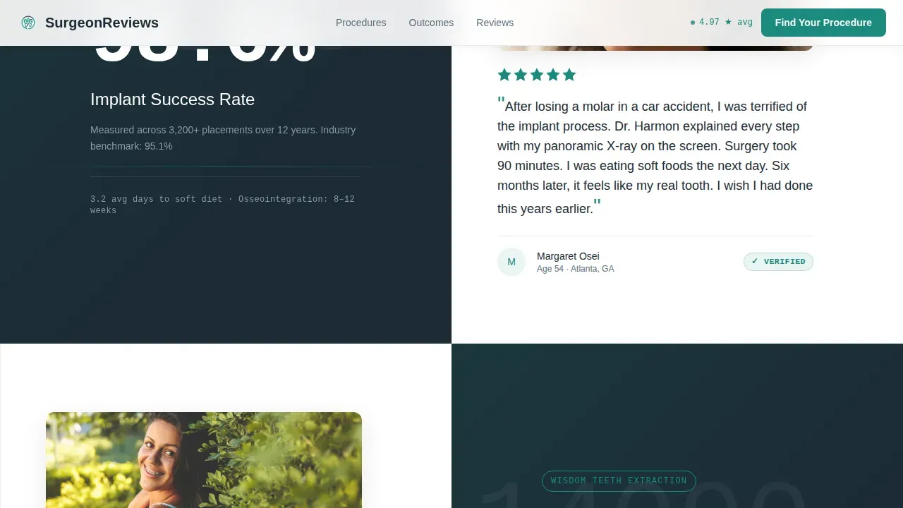 Comprehensive Surgical Outcomes Landing Page Template