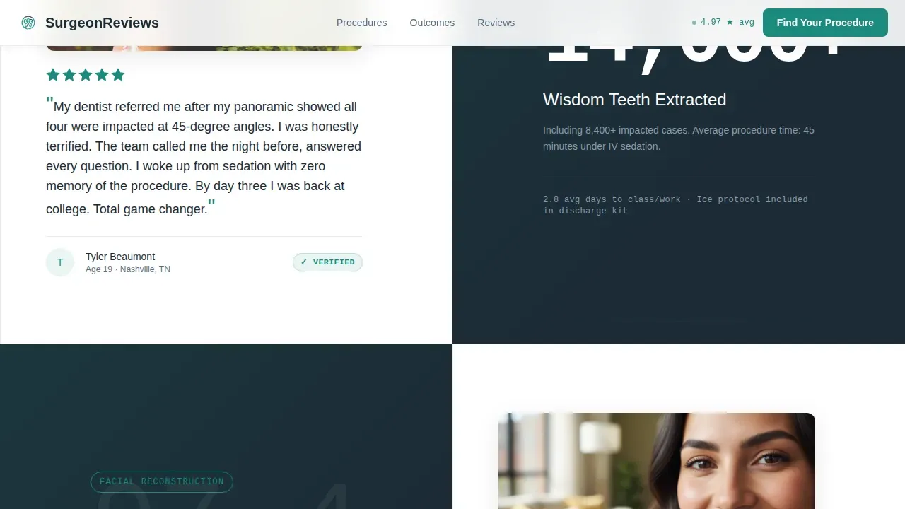 Comprehensive Surgical Outcomes Landing Page Template