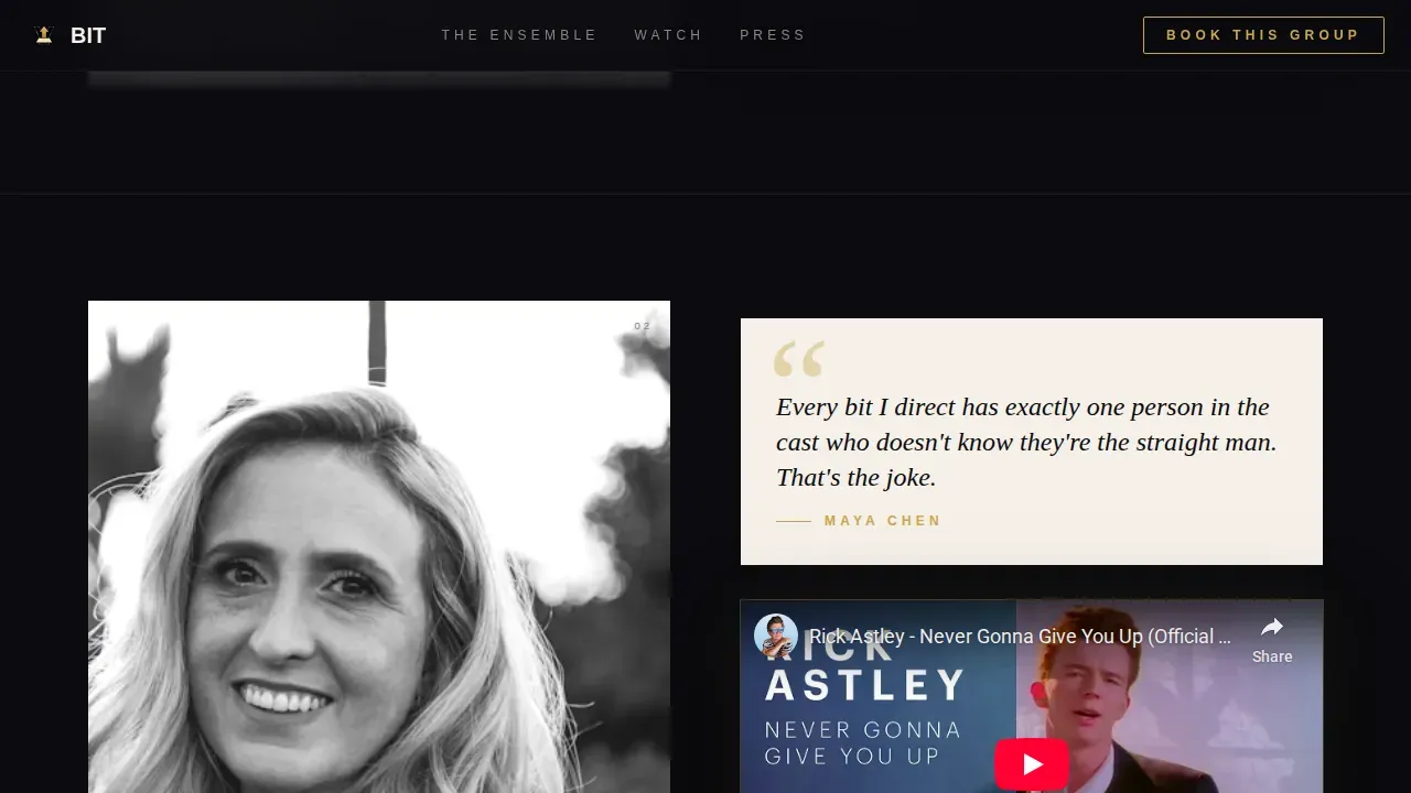 Hilarious Comedy Ensemble Landing Page Template