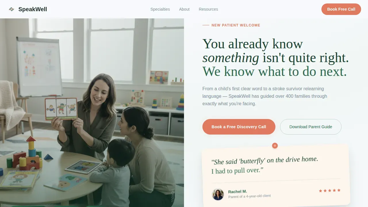 Licensed Speech Therapy Landing Page Template