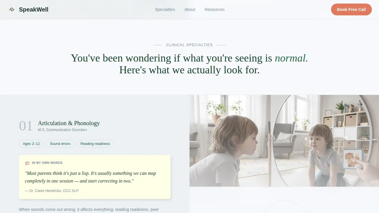 Licensed Speech Therapy Landing Page Template
