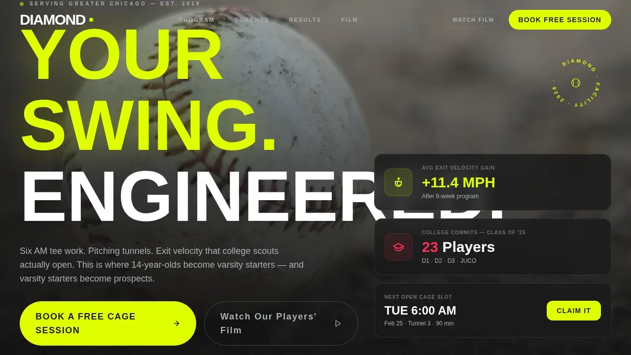 Elite Youth Baseball Landing Page Template