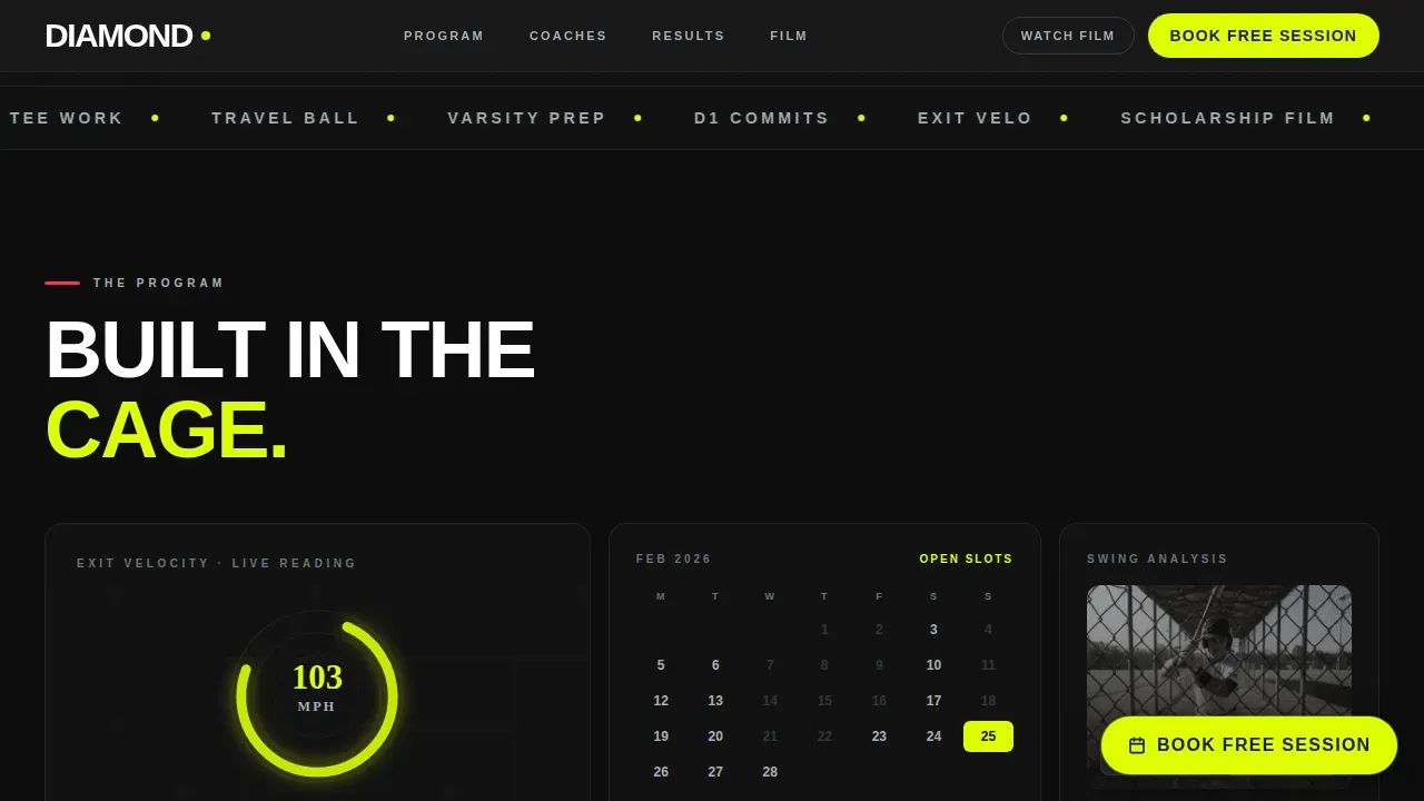 Elite Youth Baseball Landing Page Template
