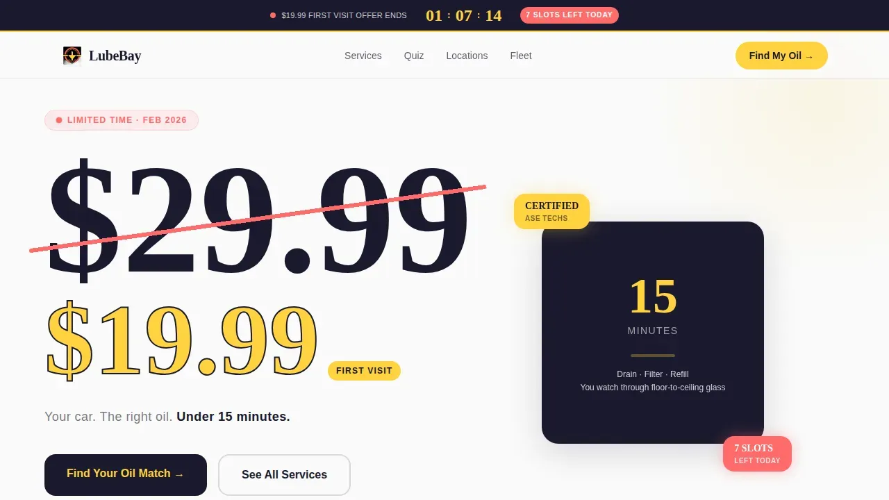 Rapid Auto Service Landing Page Template
