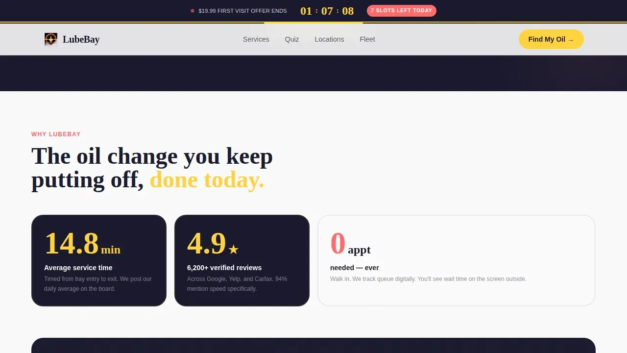 Rapid Auto Service Landing Page Template