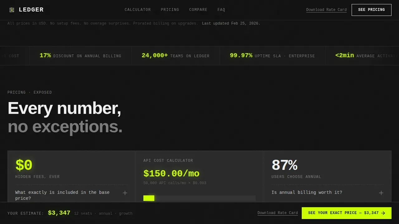 Transparent Cost Management Landing Page Template