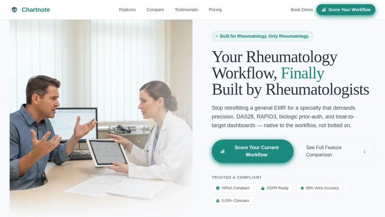 Precision Rheumatology EMR Comparison Landing Page Template